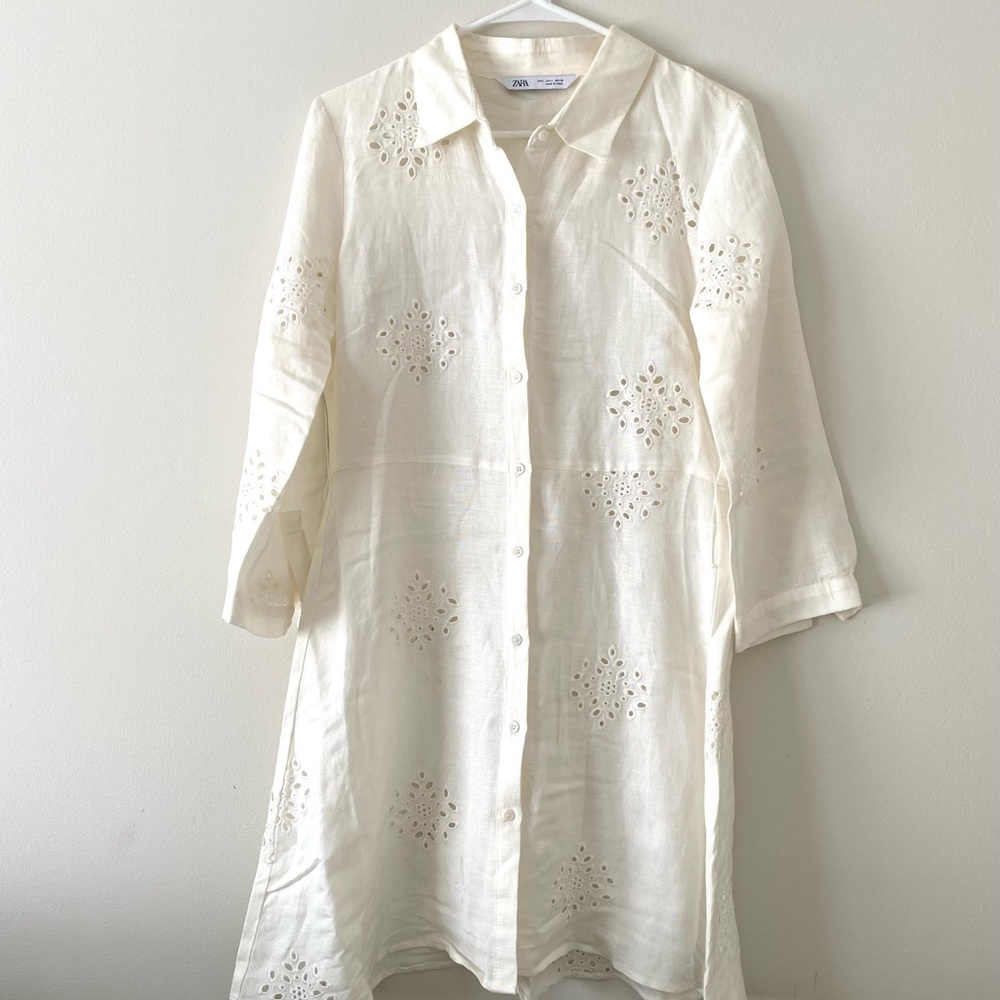 Gorgeous linen white button down dress